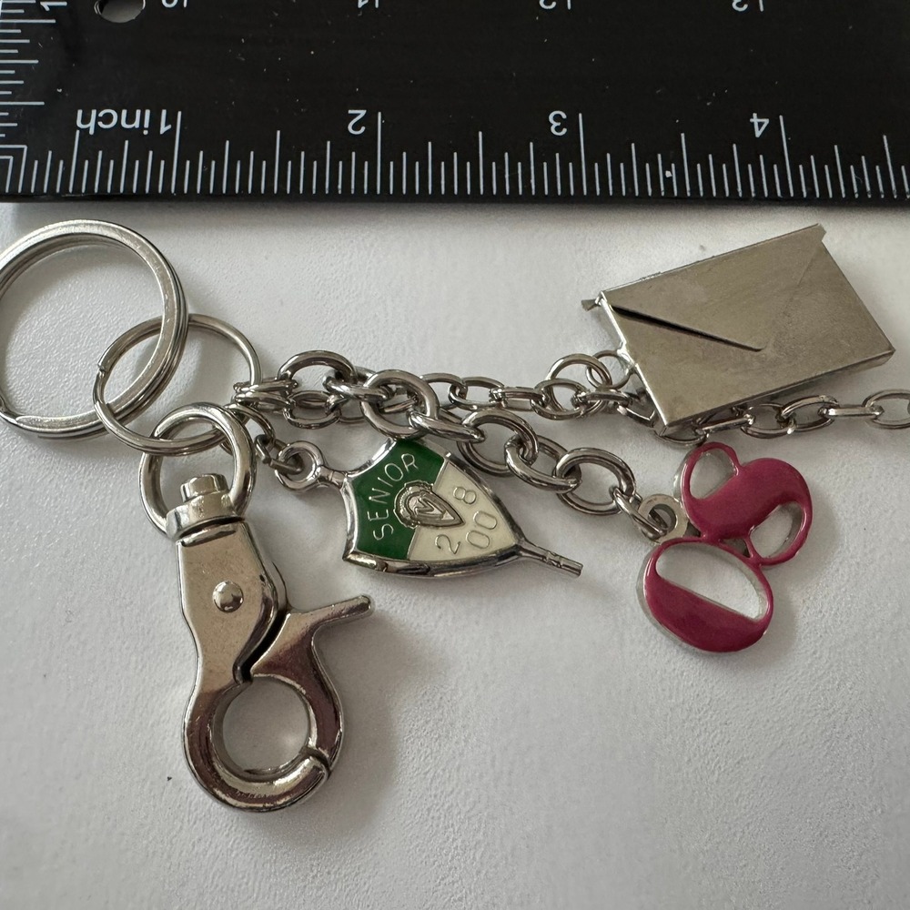 Charm Keychain Silver Metal Clip Graduation 2008 Jostens Dangle Fob JDS Initials